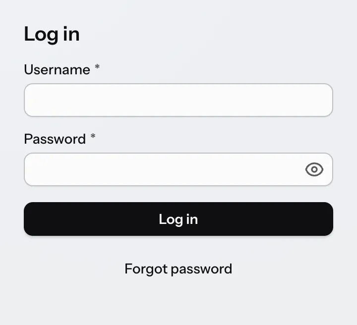 Login form using the Aura theme